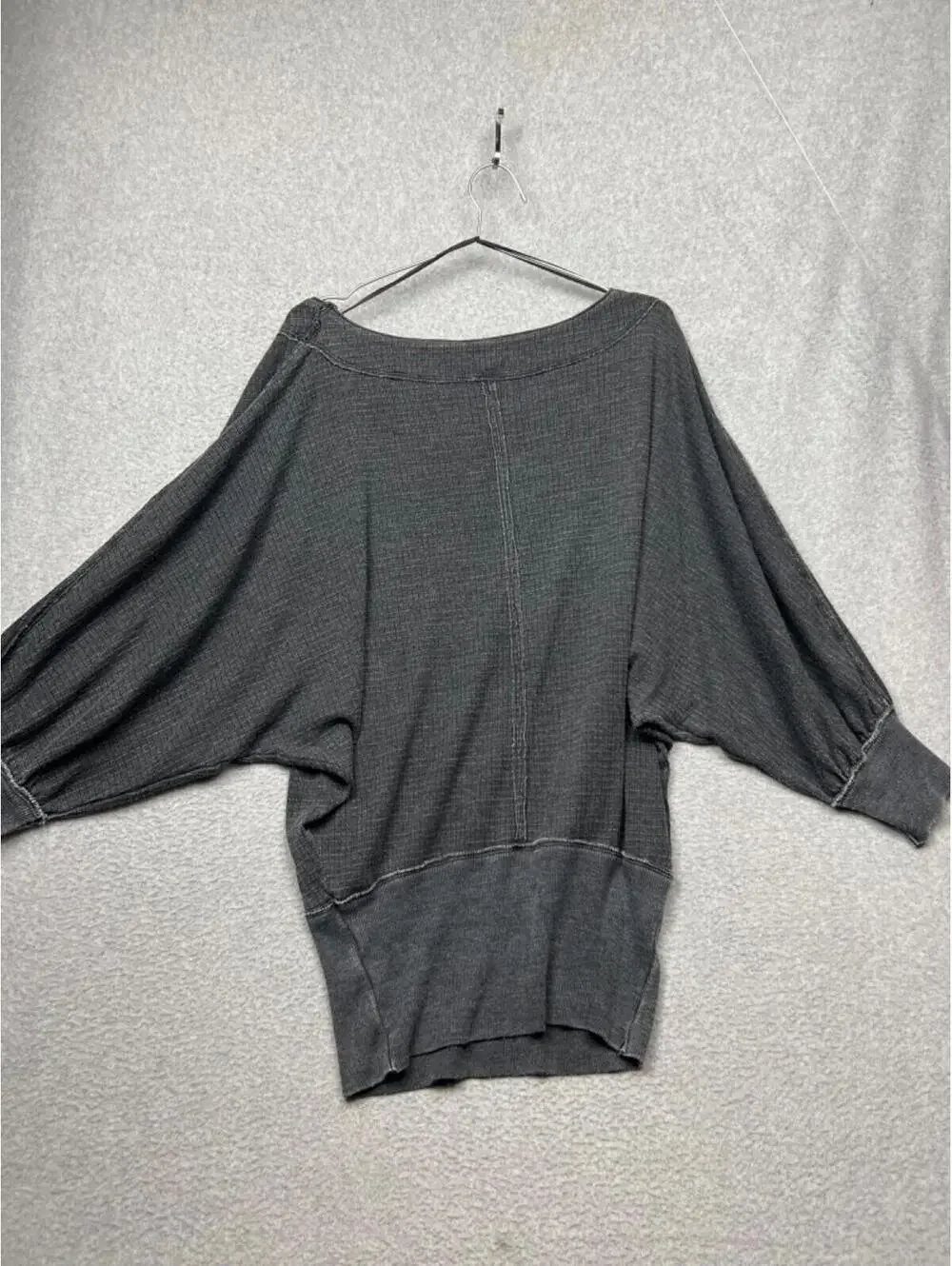 Free People Willow Thermal Sweater Womens Size S Gray Dolman Sleeves Oversized